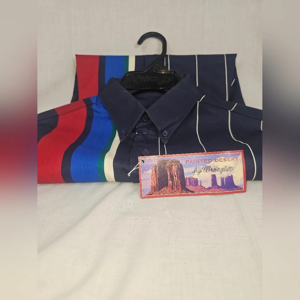 RARE VINTAGE Wrangler SIZE medium  BRUSHPOPPER RIDGERIDER BUTTON UP - Picture 2 of 11